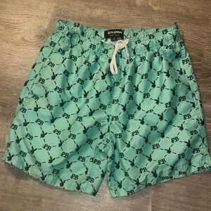 PLAYBOY Men's Teal Patterned Swim Trunks